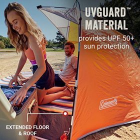 Coleman Skyshade Large Compact Beach Shade, Tiger Lily Orange, Sun Shade & Shelter, UV Protectant (UPF 50+) Shade Tent