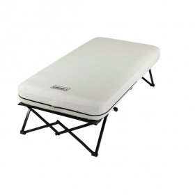 Coleman Camping Cot with Side Tables, Air Mattress & Battery Pump, Twin