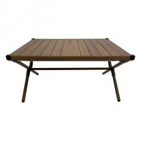 Ozark Trail Aluminum Roll-Top Camping Table, Dark Brown