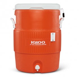 Igloo 10-Gallon Seat Top Water Jug with Cup Dispenser, Orange