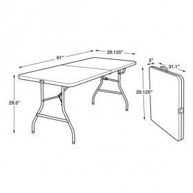 Mainstays 5 Foot Centerfold Folding Table, White