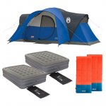 Coleman 8 Person Tent, 18" Queen Airbed (2 Pack) & Sleeping Bag (2 Pack)