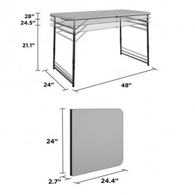 COSCO 4 ft. Fold-in-Half Portable Utility Table, Gray, Indoor/Outdoor, Great for Crafting, Tailgating, & Camping