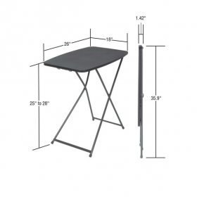 18a x 26a Indoor Outdoor Adjustable Height Personal Folding Table, Black, 2 pack