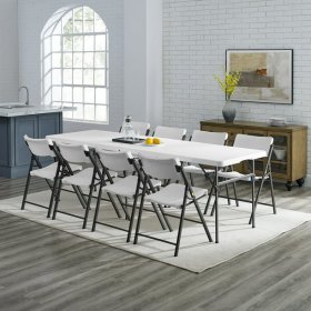 Mainstays 8 Foot Fold-in-Half Table, White