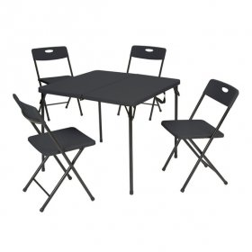 Mainstays 5 Piece Resin Plastic Card Table and Four Chairs Set, Black