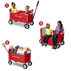 Radio Flyer All Terrain 3-in-1 off Road EZ Fold Wagon for Kids and Cargo, Red