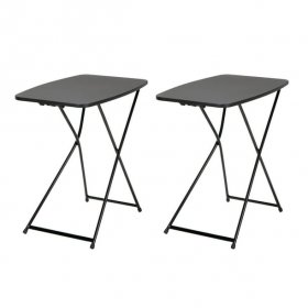 18a x 26a Indoor Outdoor Adjustable Height Personal Folding Table, Black, 2 pack