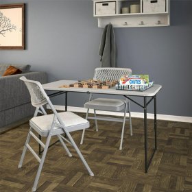 COSCO 4 ft. Fold-in-Half Portable Utility Table, Gray, Indoor/Outdoor, Great for Crafting, Tailgating, & Camping