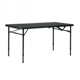 Mainstays 4 Foot Fold-In-Half Adjustable Table, Rich Black