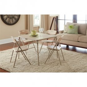 COSCO 5-Piece Folding Dining Set, Antique Linen