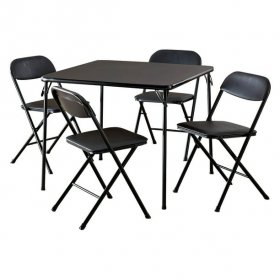 Cosco 5-Piece Card Table Set, Black