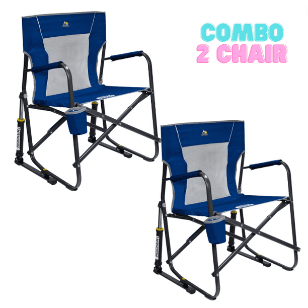 GCI Outdoor Freestyle Rocker Mesh Chair, Royal Blue, Adult Chair, Camping Chair, Outdoor - 2 Pack